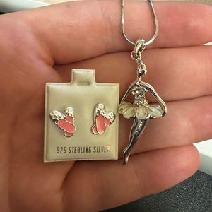 Ballerina necklace and earrings set for girls
